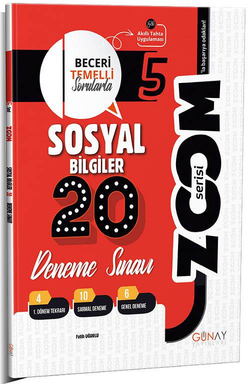 Günay 5. Sınıf Sosyal Bilgiler Zoom 20 Deneme Günay Yayınları