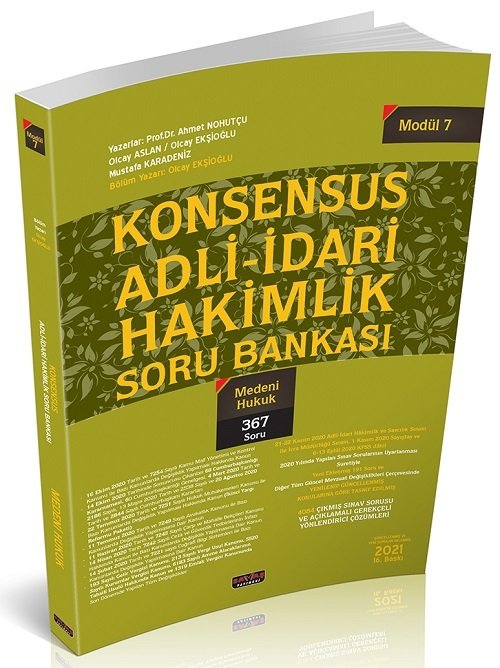 Savaş 2021 KONSENSUS Adli-İdari Hakimlik Medeni Hukuk Soru Bankası Tek Kitap - Olcay Ekşioğlu 16. Baskı Savaş Yayınları