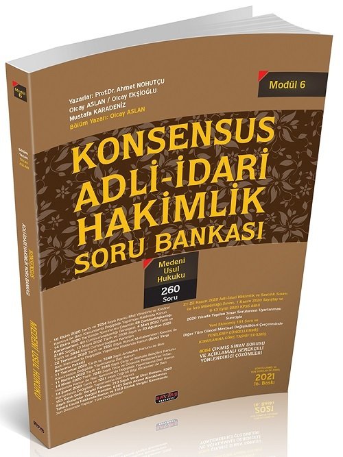 Savaş 2021 KONSENSUS Adli-İdari Hakimlik Medeni Usul Hukuku Soru Bankası Tek Kitap - Olcay Aslan 16. Baskı Savaş Yayınları