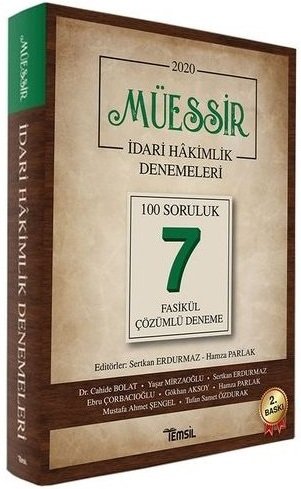 SÜPER FİYAT - Temsil 2020 İdari Hakimlik MÜESSİR 7 Deneme Çözümlü 2. Baskı Temsil Yayınları