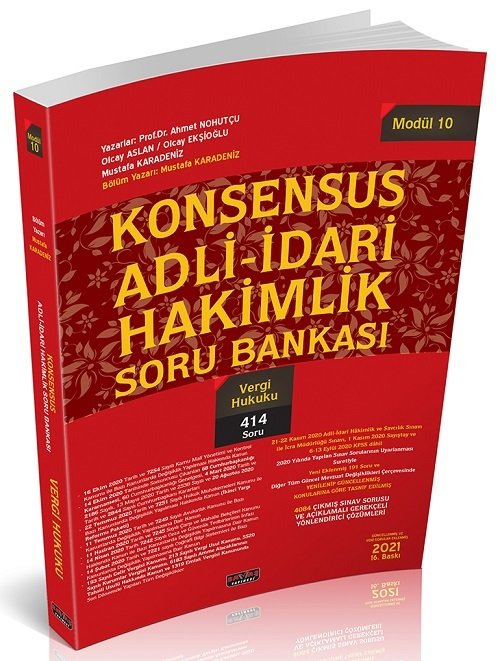 Savaş 2021 KONSENSUS Adli-İdari Hakimlik Vergi Hukuku Soru Bankası Tek Kitap - Mustafa Karadeniz 16. Baskı Savaş Yayınları