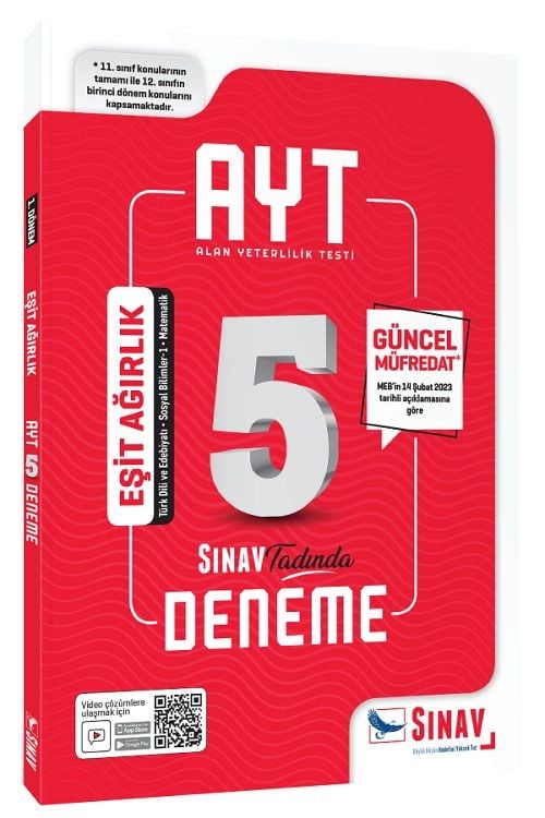 Sınav YKS AYT Eşit Ağırlık 5 Deneme Video Çözümlü Sınav Yayınları