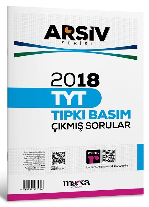 Marka YKS TYT 2018 Çıkmış Sorular Tıpkı Basım Arşiv Serisi Çözümlü Marka Yayınları