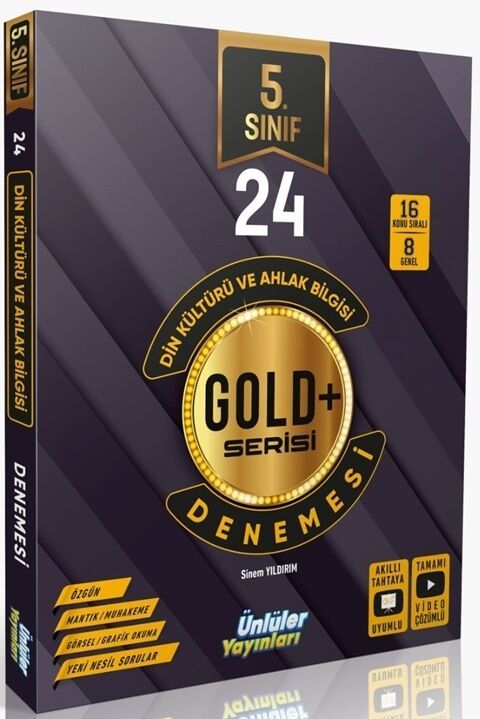 Ünlüler 5. Sınıf Din Kültürü ve Ahlak Bilgisi Gold Serisi 24 Deneme Ünlüler Yayınları