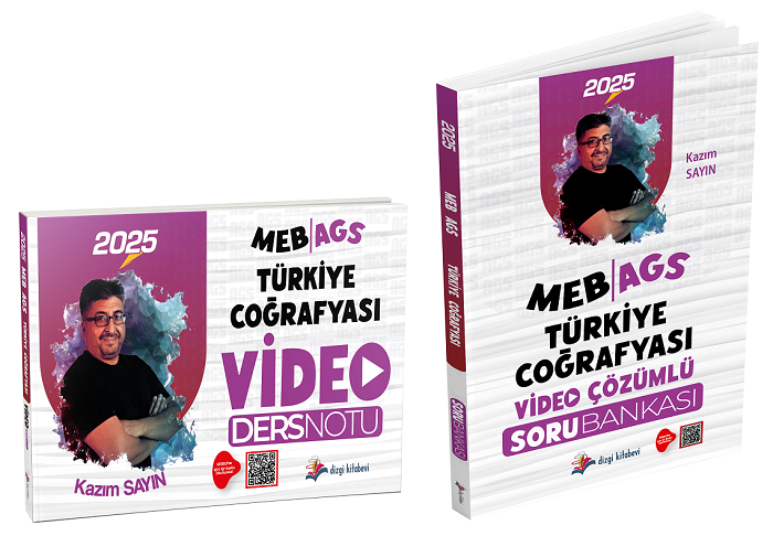 Dizgi Kitap 2025 MEB-AGS Türkiye Coğrafyası Video Ders Notu + Soru Bankası 2 li Set - Kazım Sayın Dizgi Kitap