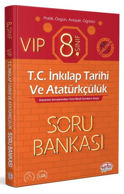 Editör 8. Sınıf VIP TC İnkılap Tarihi ve Atatürkçülük Soru Bankası Editör Yayınları