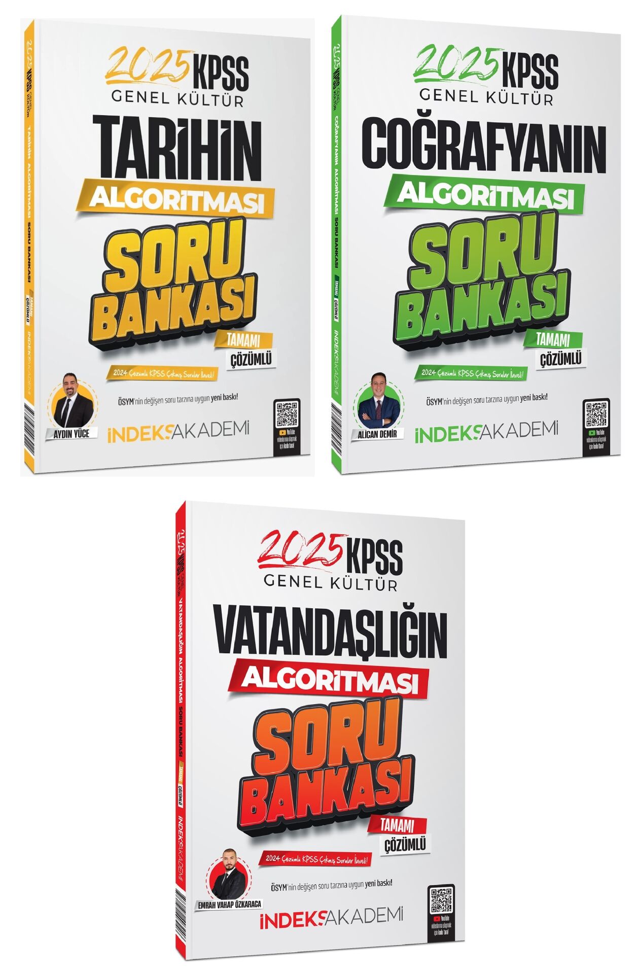 İndeks Akademi 2025 KPSS Tarih+Coğrafya+Vatandaşlık Algoritması Soru Bankası 3 lü Set İndeks Akademi Yayıncılık