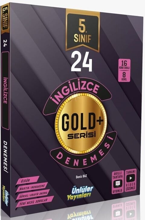 Ünlüler 5. Sınıf İngilizce Gold Serisi 24 Deneme Ünlüler Yayınları