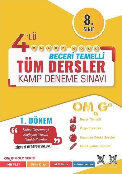 Omage 8. Sınıf Tüm Dersler 1. Dönem Gold 4 lü Kamp Denemesi Omage Yayınları