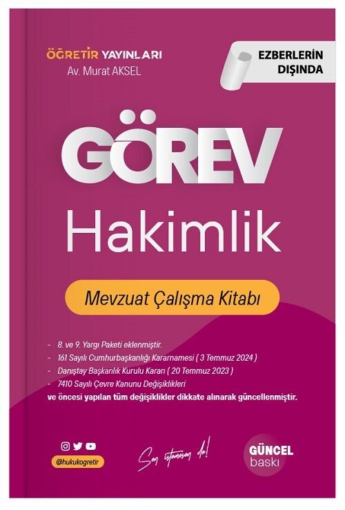 Öğretir GÖREV Hakimlik Mevzuat Çalışma Kitabı - Murat Aksel Öğretir Yayınları