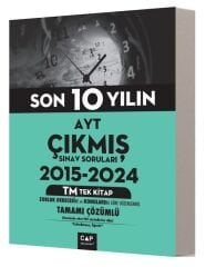 Çap Yayınları YKS AYT 2015-2024 Son 10 Yılın Çıkmış Sınav Soruları TM Tek Kitap Çözümlü Çap Yayınları