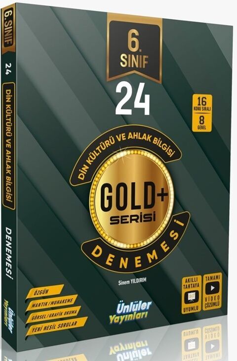 Ünlüler 6. Sınıf Din Kültürü ve Ahlak Bilgisi Gold Serisi 24 Deneme Ünlüler Yayınları