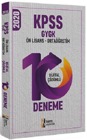 İsem 2020 KPSS Lise Ortaöğretim Ön Lisans 10 Deneme Çözümlü İsem Yayınları