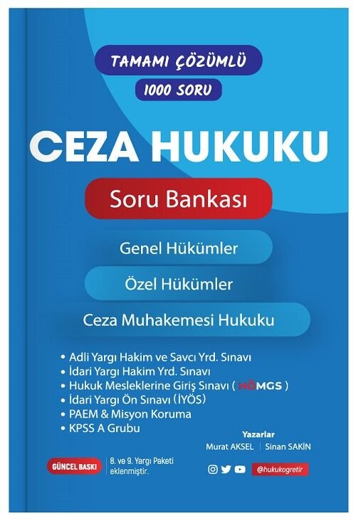 Öğretir HMGS Hakimlik KPSS PAEM Misyon Koruma Ceza Hukuku Soru Bankası - Murat Aksel, Sinan Sakin Öğretir Yayınları