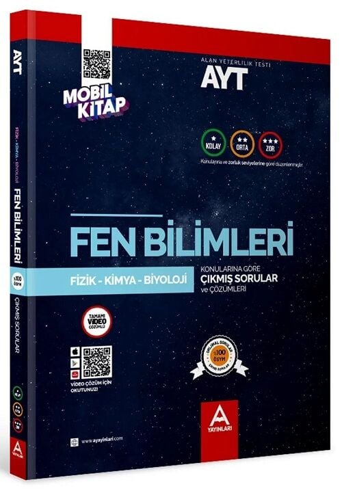 A Yayınları YKS AYT Fen Bilimleri Konularına Göre Çıkmış Sorular Video Çözümlü A Yayınları