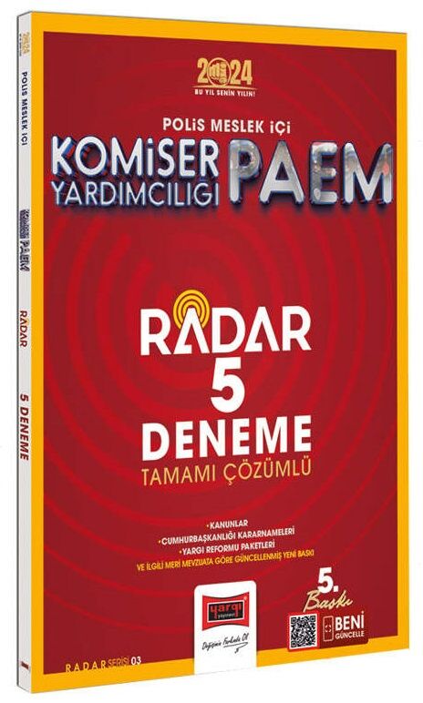 Yargı 2024 Polis Meslek İçi Komiser Yardımcılığı PAEM Radar 5 Deneme Çözümlü Yargı Yayınları