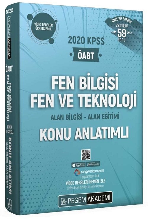 SÜPER FİYAT - Pegem 2020 ÖABT Fen Bilgisi Fen ve Teknoloji Konu Anlatımlı Video Destekli Modüler Set Pegem Akademi Yayınları