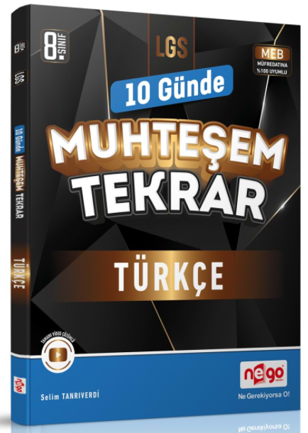 Nego 8. Sınıf LGS Türkçe 10 Günde Muhteşem Tekrar Nego Yayınları