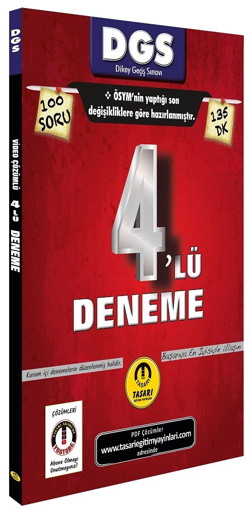 Tasarı DGS 4 Deneme 100 Soruluk PDF Çözümlü Tasarı Yayınları