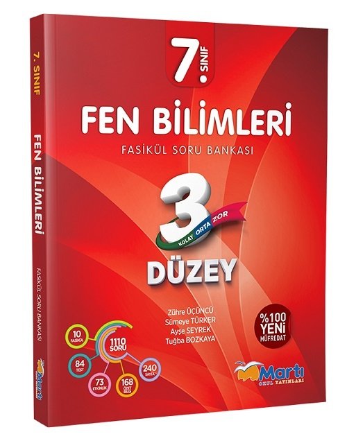 SÜPER FİYAT - Martı Okul 7. Sınıf Fen Bilimleri 3 Düzey Soru Bankası Fasikül Martı Okul Yayınları