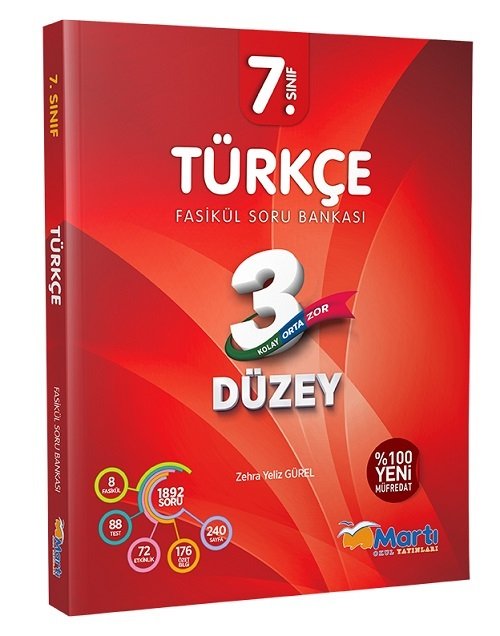 SÜPER FİYAT - Martı Okul 7. Sınıf Türkçe Fasikül Soru Bankası 3 Düzey Martı Okul Yayınları