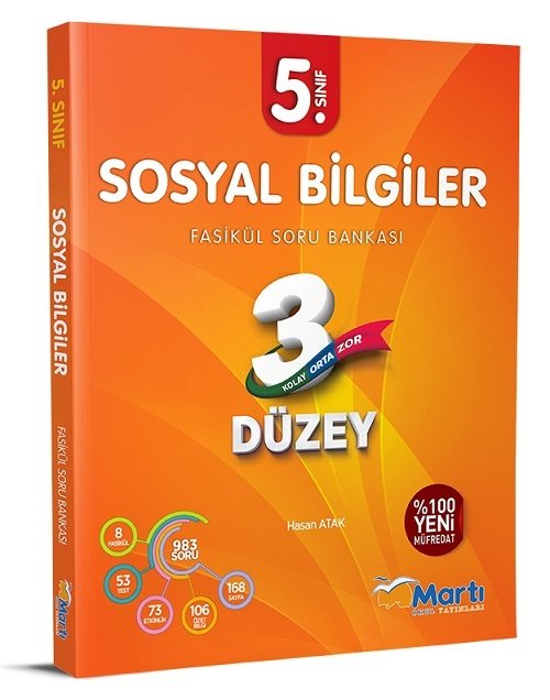 SÜPER FİYAT - Martı Okul 5. Sınıf Sosyal Bilgiler 3 Düzey Soru Bankası Fasikül Martı Okul Yayınları