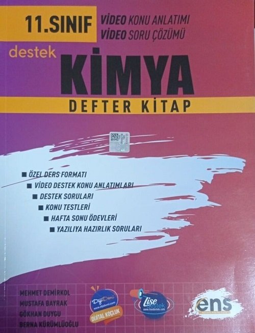 ENS Yayınları 11. Sınıf Kimya Destek Defter Kitap ENS Yayınları