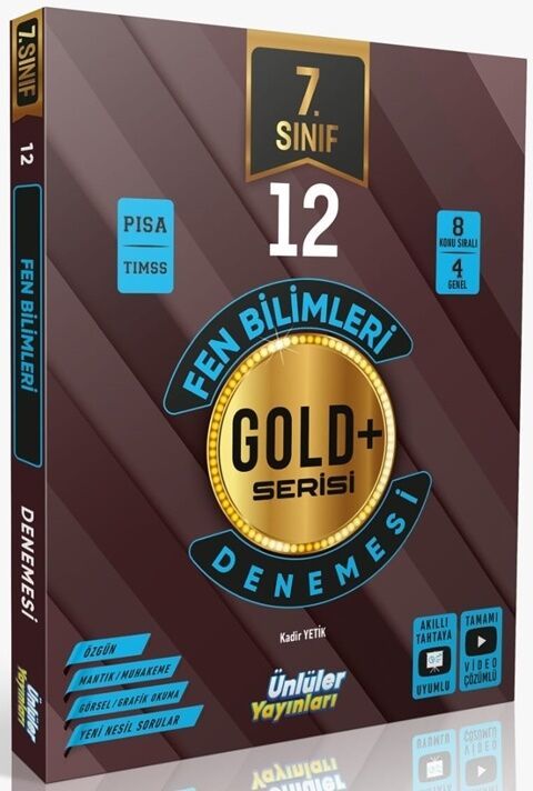 Ünlüler 7. Sınıf Fen Bilimleri Gold Serisi 12 Deneme Ünlüler Yayınları