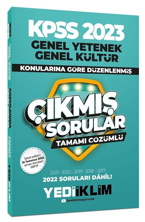 Yediiklim 2023 KPSS Genel Yetenek Genel Kültür Konularına Göre Çıkmış Sorular Çözümlü Yediiklim Yayınları