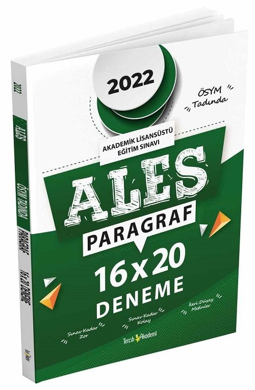 Tercih 2022 ALES Paragraf 16x20 Deneme Tercih Akademi Yayınları