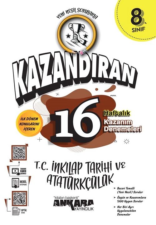 Ankara Yayıncılık 8. Sınıf TC İnkılap Tarihi ve Atatürkçülük Kazandıran 16 Haftalık Kazanım Denemeleri Ankara Yayıncılık