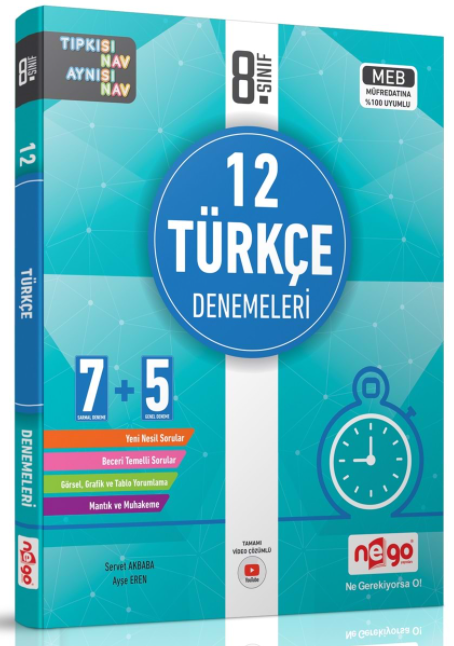 Nego 8. Sınıf Türkçe 12 Deneme Nego Yayınları