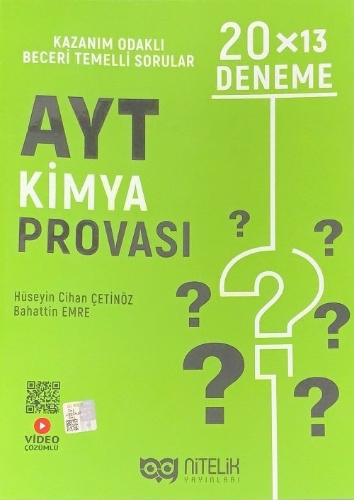 Nitelik YKS AYT Kimya Provası 20x13 Deneme Nitelik Yayınları