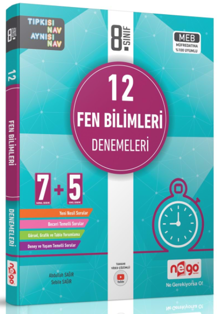 Nego 8. Sınıf Fen Bilimleri 12 Deneme Nego Yayınları