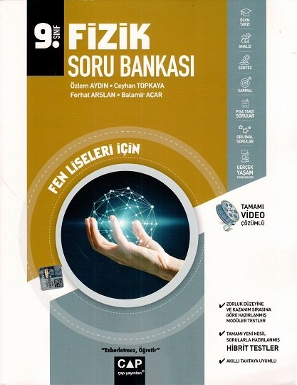 Çap Yayınları 9. Sınıf Fizik Soru Bankası Fen Lisesi Video Çözümlü Çap Yayınları