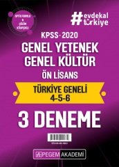 Pegem 2020 KPSS Ön Lisans Türkiye Geneli 3 Deneme (4-5-6) Pegem Akademi Yayınları