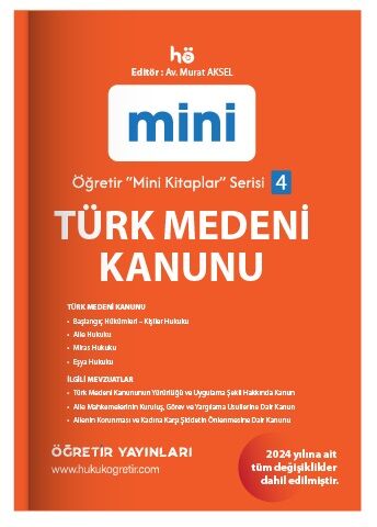 Öğretir Türk Medeni Kanunu Cep Kitabı Mini Kitaplar Serisi-4 Öğretir Yayınları