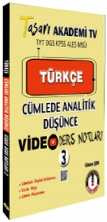 Tasarı DGS Türkçe Cümlede Analitik Düşünce Video Ders Notları 3 Tasarı Yayınları