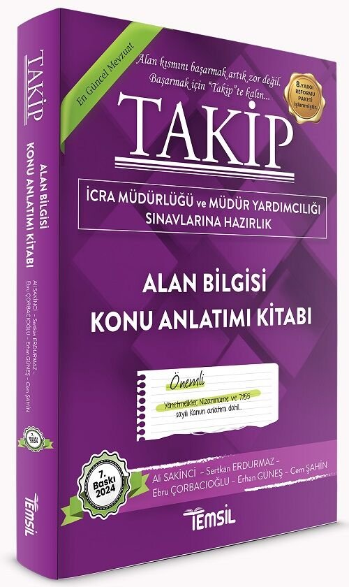 Temsil 2024 TAKİP İcra Müdürlüğü ve Yardımcılığı Alan Bilgisi Konu Anlatımı 7. Baskı Temsil Yayınları