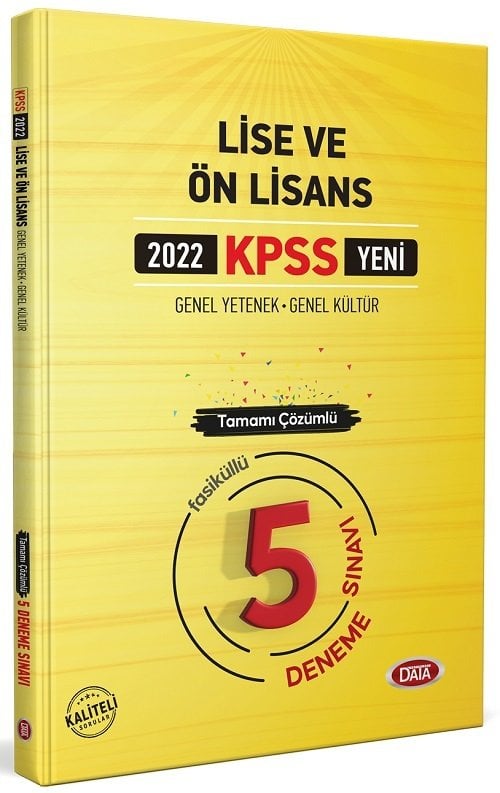 Data 2022 KPSS Lise Ön Lisans 5 Deneme Çözümlü Data Yayınları