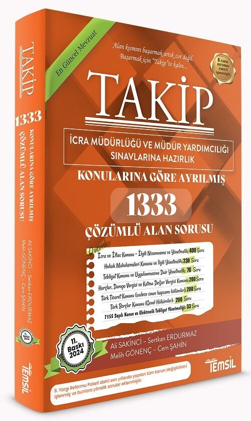 Temsil 2024 İcra Müdürlüğü ve Yardımcılığı TAKİP 1333 Alan Soru Bankası Çözümlü 11. Baskı Temsil Yayınları