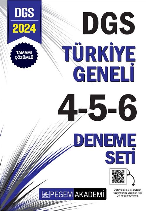 Pegem 2024 DGS Türkiye Geneli 3 Deneme (4-5-6) Pegem Akademi Yayınları