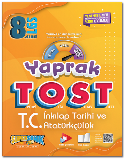 Süpersonik 8. Sınıf LGS TC İnkılap Tarihi ve Atatürkçülük Yaprak TOST Süpersonik Yayınları