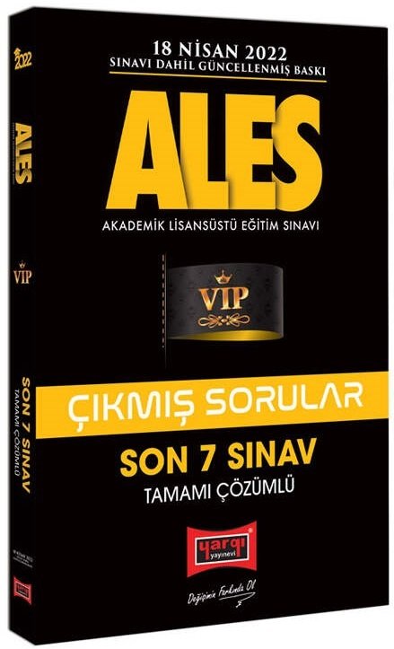 Yargı 2022 ALES VIP Çıkmış Sorular Son 7 Sınav Çözümlü Yargı Yayınları