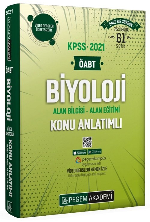 Pegem 2021 ÖABT Biyoloji Öğretmenliği Konu Anlatımlı Video Destekli Pegem Akademi Yayınları