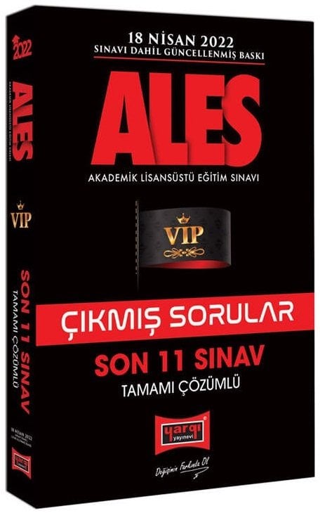 Yargı 2022 ALES VIP Çıkmış Sorular Son 11 Sınav Çözümlü Yargı Yayınları