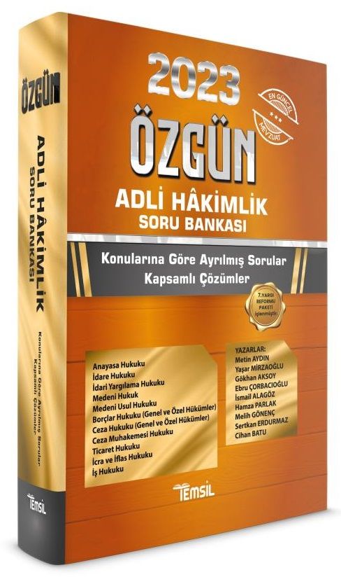 Temsil 2023 Adli Hakimlik ÖZGÜN Soru Bankası Temsil Kitap Yayınları