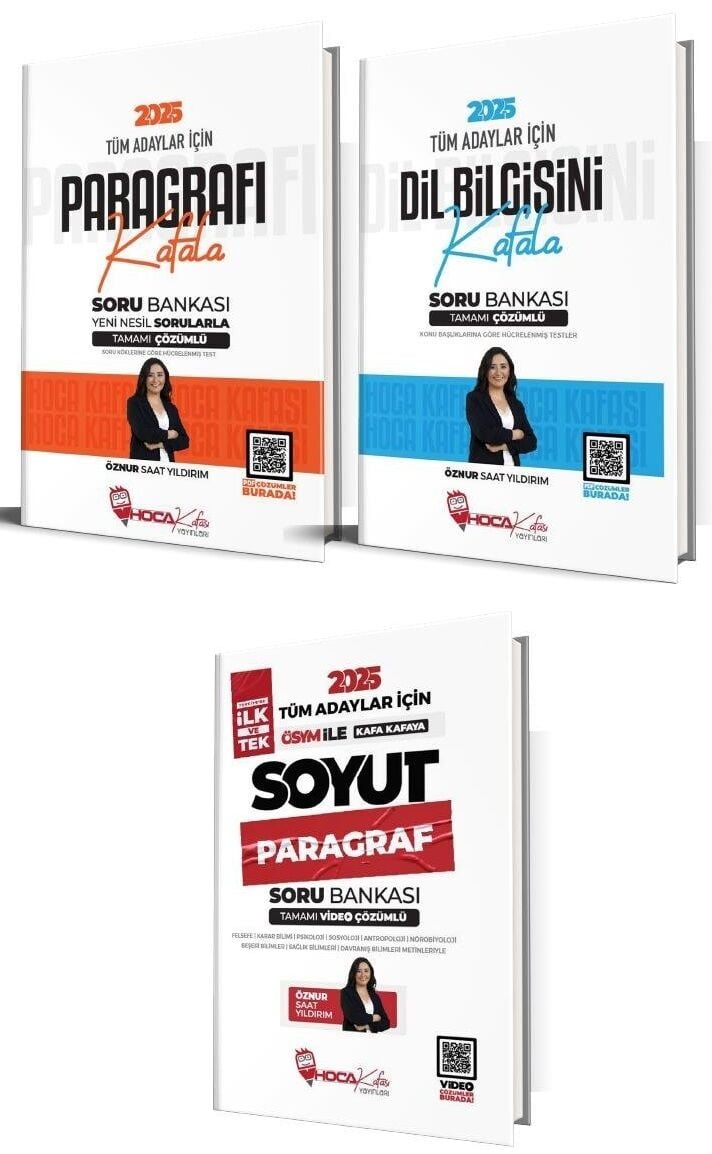 Hoca Kafası 2025 KPSS Paragraf + Dil Bilgisi Soru Bankası 3 lü Set - Öznur Saat Yıldırım Hoca Kafası Yayınları