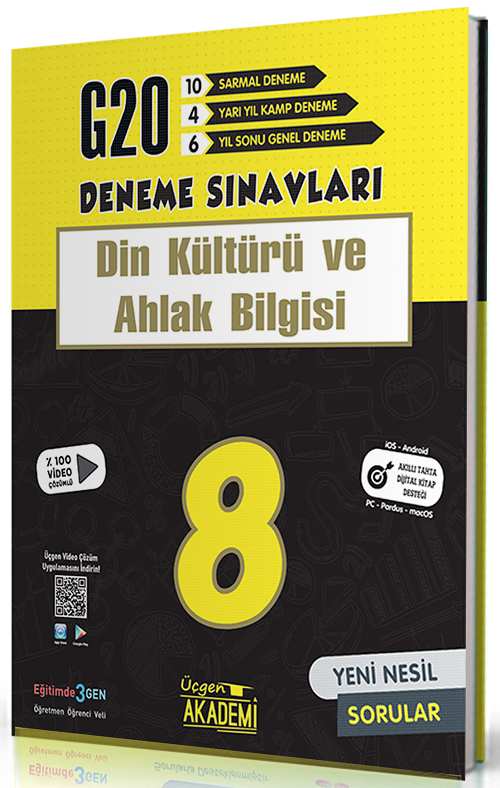 Üçgen Akademi 8. Sınıf Din Kültürü ve Ahlak Bilgisi Genel 20 Deneme Üçgen Akademi Yayınları