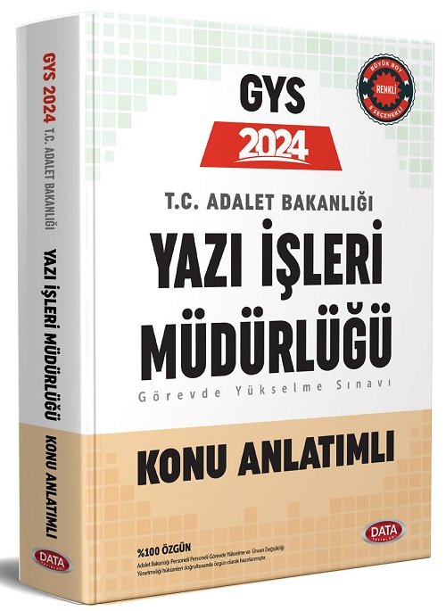 Data 2024 GYS Adalet Bakanlığı Yazı İşleri Müdürlüğü Konu Anlatımlı Görevde Yükselme Data Yayınları